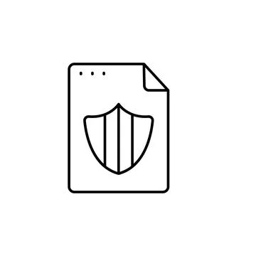 File, document, shield icon. Simple line, outline vector of icons for ui and ux 库存插图