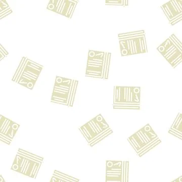 File with document stationery accessory glyph vector seamless pattern Stock Illustration