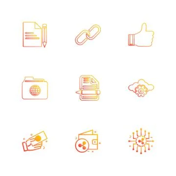 File , document , weblink , like , folder , global , file , text , cloud , se Stock Illustration