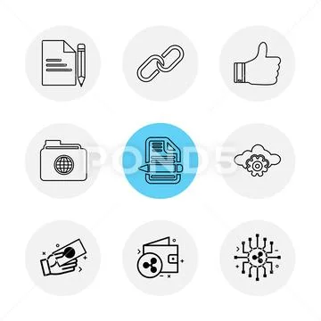 File , document , weblink , like , folder , global , file , text , cloud , se 库存插图