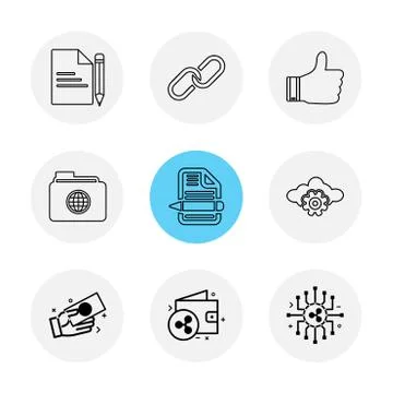 File , document , weblink , like , folder , global , file , text , cloud , se Illustrazione stock