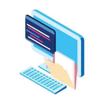 File documents and computer icon Illustrazione stock