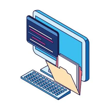 File documents and computer icon Illustrazione stock