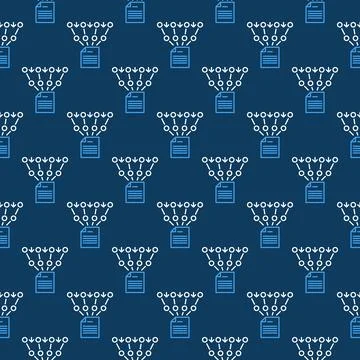 File Documents Neural Network vector outline blue seamless pattern Stockillustratie