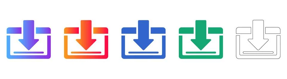 File Download and Data Import Icons Set Stock Illustration