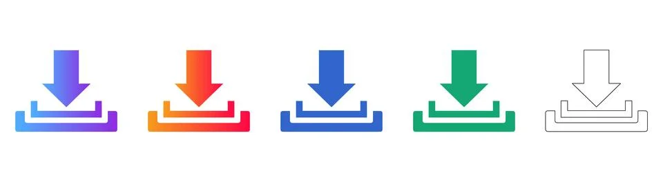 File Download and Data Retrieval Icons Stock Illustration