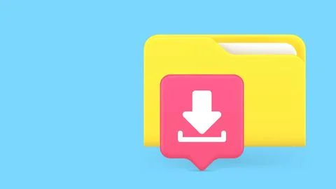 File Download And Data Storage 3d Banner Template Vector Illustration. Stock Illustration