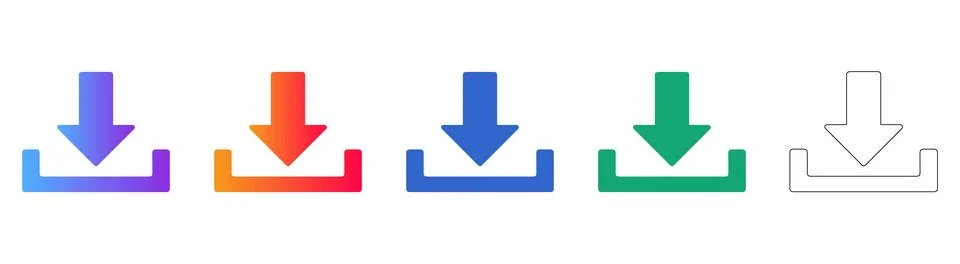 File Download Arrow Interface Icon Set イラスト素材