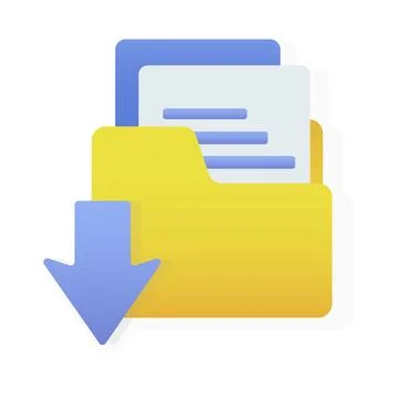 File download icon Folder with documents. Document icon sign with arrow down. Illustrazione stock