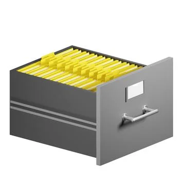 File drawer. Iron section of the cabinet with important documents. Sort secret Stock Illustration