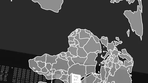 File encryption text animation over world map and digital data coding background Stock Footage 312304762