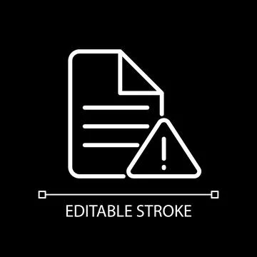 File error white linear icon for dark theme Illustrazione stock