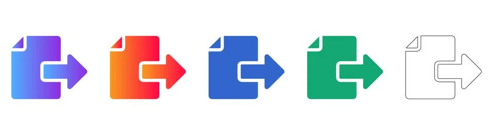 File Export and Document Transfer Icons for UI Design Stock Illustration