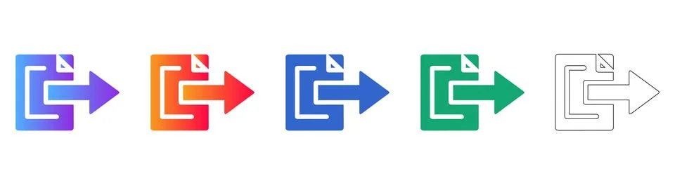 File Export and Document Transfer Icons Stock Illustration