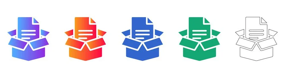 File Export and Packaging Box Icons Illustrazione stock
