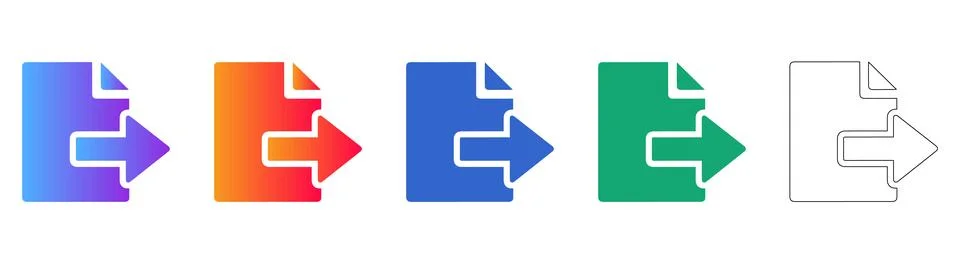 File Export and Transfer Icon Set Illustrazione stock
