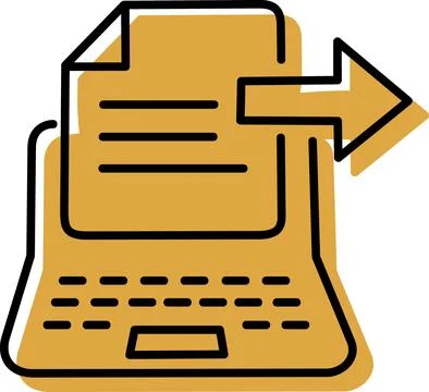 File Export Document From Laptop Computer Illustration Stock Illustration