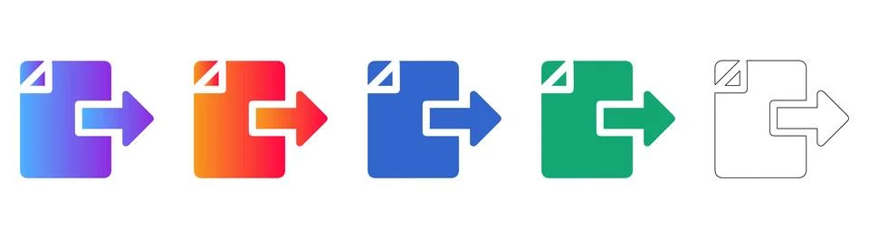 File Export Icon Set in Multiple Styles Stock Illustration