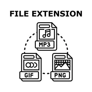 File extension concept for digital data organization Illustrazione stock