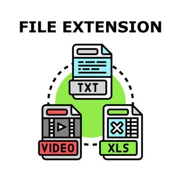 File extension concept for digital data organization Stock Illustration