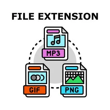 File extension concept for digital data organization Stock Illustration