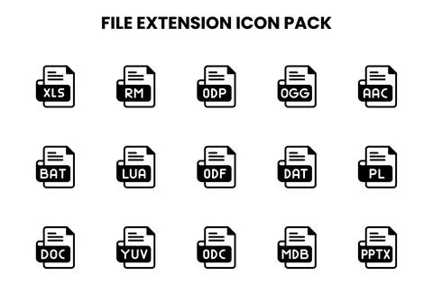File Extension DuoTone Bundle Icons Pack Stock Illustration