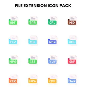 File Extension Flat Design Icons Pack Stock Illustration
