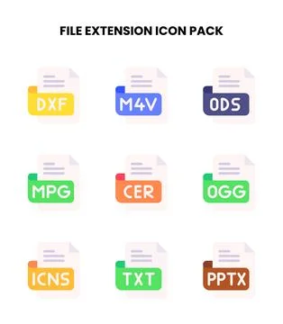 File Extension Flat Graphics Icons Pack Stockillustratie