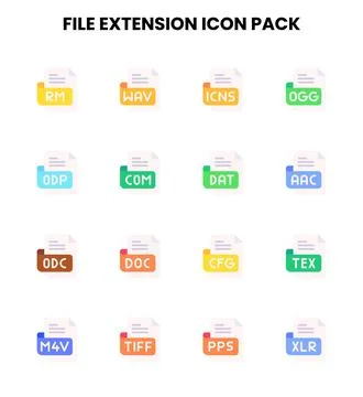 File Extension Flat Scalable Icons Pack Stock Illustration