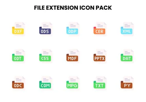 File Extension Flat Set Icons Pack Stockillustratie