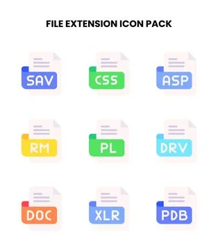 File Extension Flat Vector Icons Pack イラスト素材
