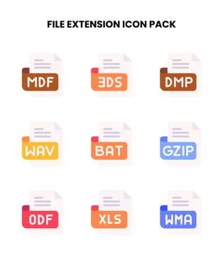 File Extension Flat Vector Icons Pack Ilustración de archivo