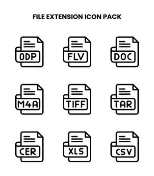 File Extension Line Graphics Icons Pack Stock Illustration