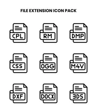 File Extension Line Vector Icons Pack Stockillustratie