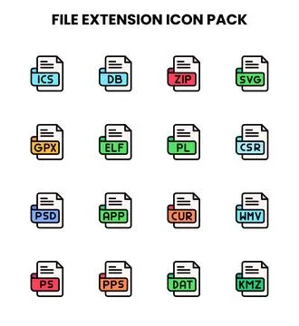 File Extension Lineal Color Graphics Icons Pack Stock Illustration
