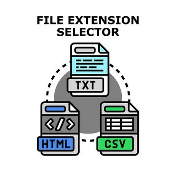 File extension selector choosing various document formats Stock Illustration