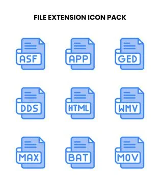 File Extension Two Colour Design Icons Pack Stock Illustration