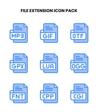 File Extension Two Colour Icons Pack 스톡 일러스트