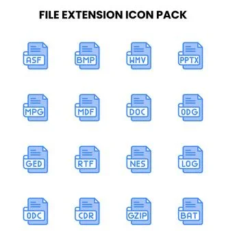 File Extension Two Colour Set Icons Pack Stock-Illustration