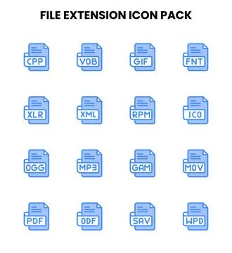 File Extension Two Colour UI Icons Pack Stock Illustration
