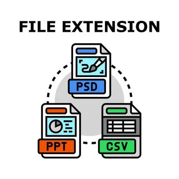 File extensions and document formats concept Stock Illustration