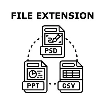 File extensions and document formats concept Stock Illustration