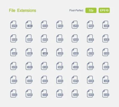 File Extensions - Granite Icons Illustrazione stock