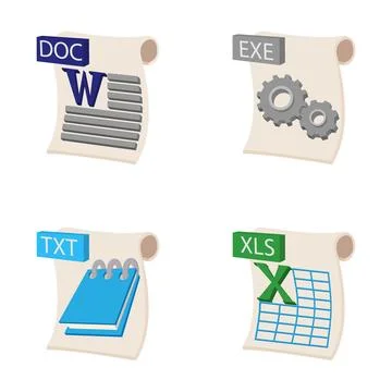 File extensions icons representing various document types イラスト素材