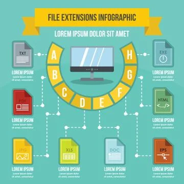 File extensions infographic concept, flat style Illustrazione stock