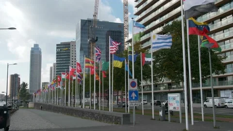 File of flags. Nationality of the world. Slow motion 4K 스톡 동영상 220053060