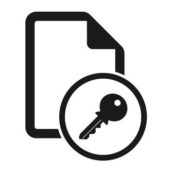 File flat icon with key isolated on white background. Solution document symbo イラスト素材