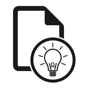 File flat icon with light bulb isolated on white background. Document symbol Stock Illustration