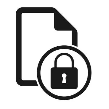 File flat icon with lock isolated on white background. Locked document symbol Stock Illustration