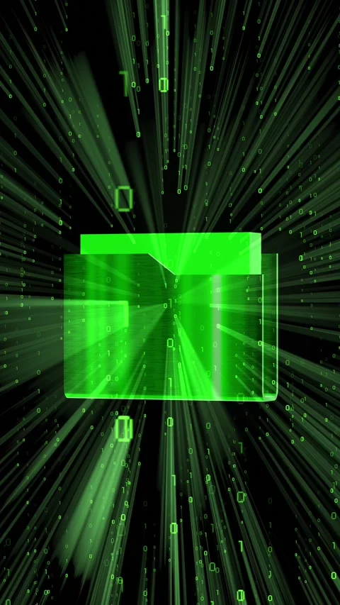 File folder and binary code - 3D animation Stock Footage 314076489